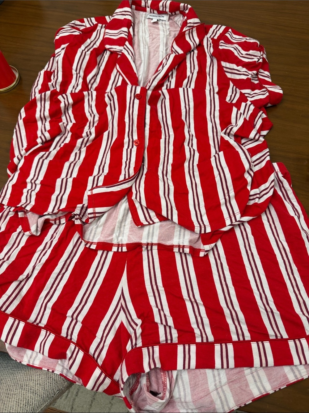 Nordstrom Moonlight Red and White Striped Pajama Short Set